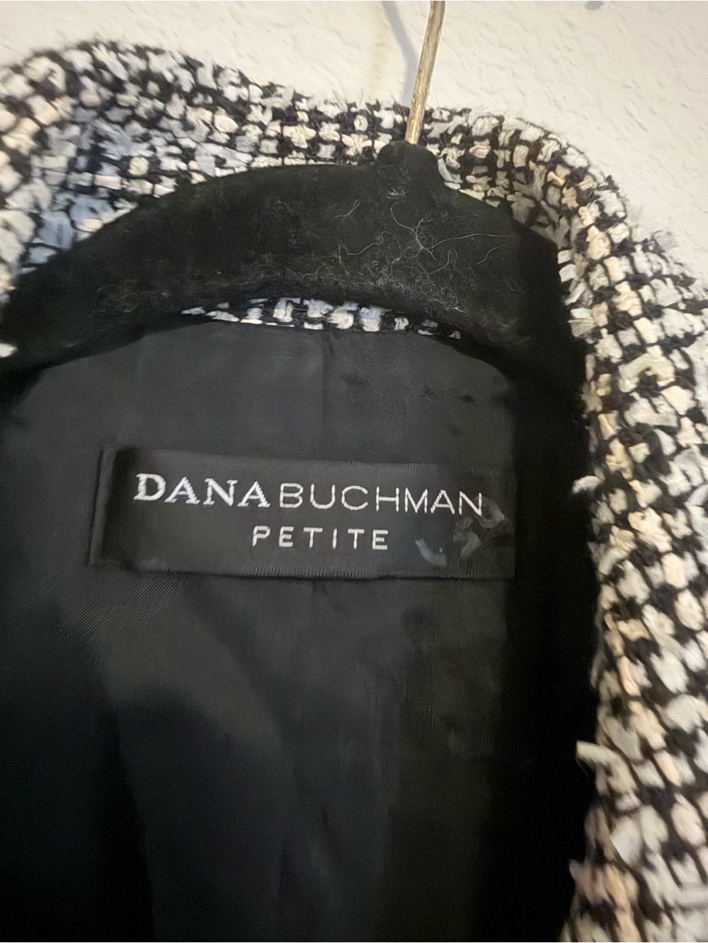 Dana Buchman Black & White Tweed Fringe Coat - Picture 2 of 4